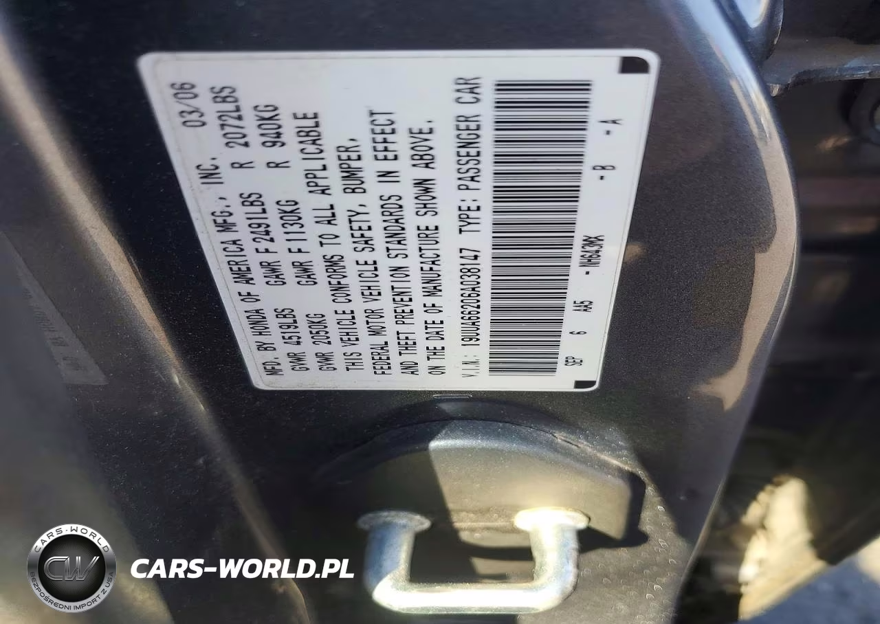 2006 Acura 3.2Tl VIN:19UUA66206A038147 - 12