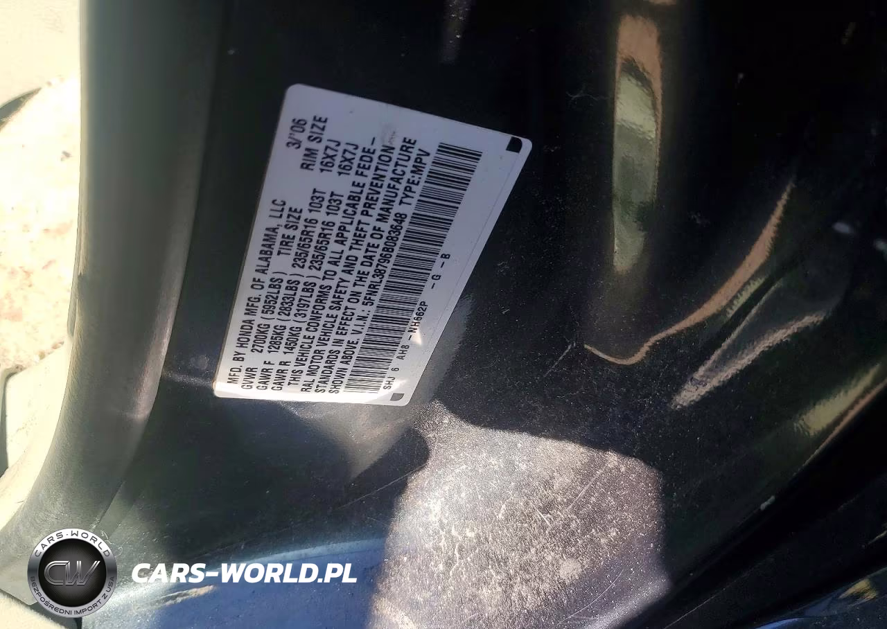 2006 Honda Odyssey Exl VIN:5FNRL38796B083648 - 13
