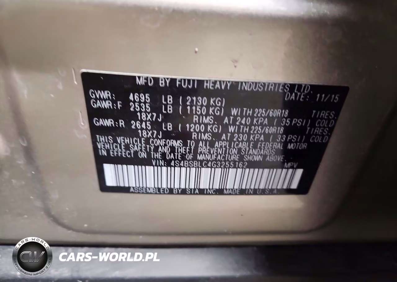 2016 Subaru Outback 2.5I Limited VIN:4S4BSBLC4G3255162 - 13