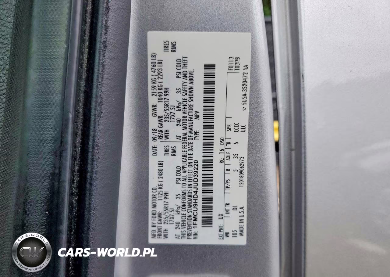 2018 Ford Escape Sel VIN:1FMCU9HD4JUD39220 - 13