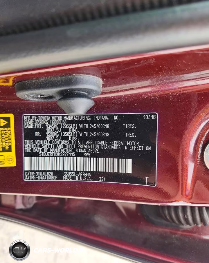 2019 Toyota Highlander Se VIN:5TDJZRFHXKS927115 - 13