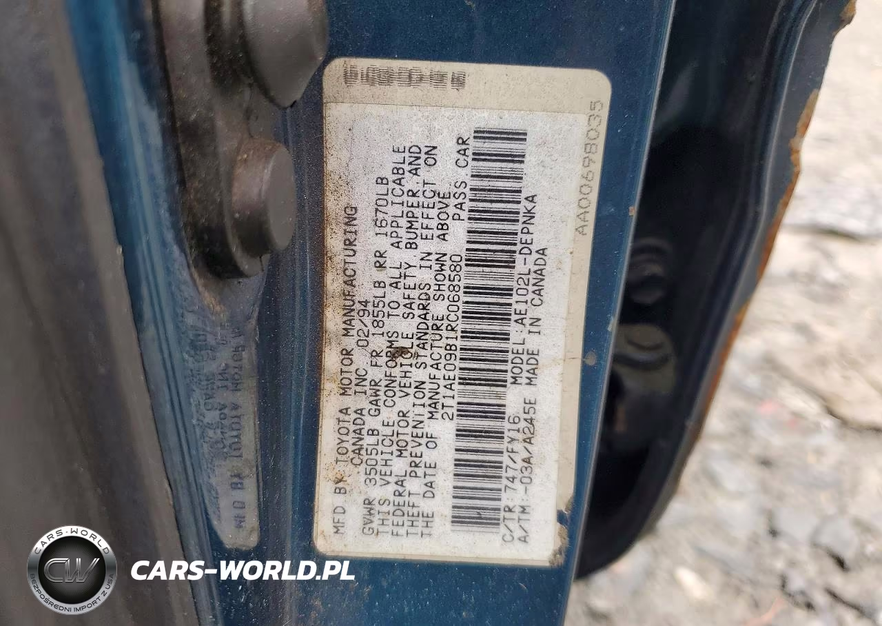 1994 Toyota Corolla Dx VIN:2T1AE09B1RC068580 - 13