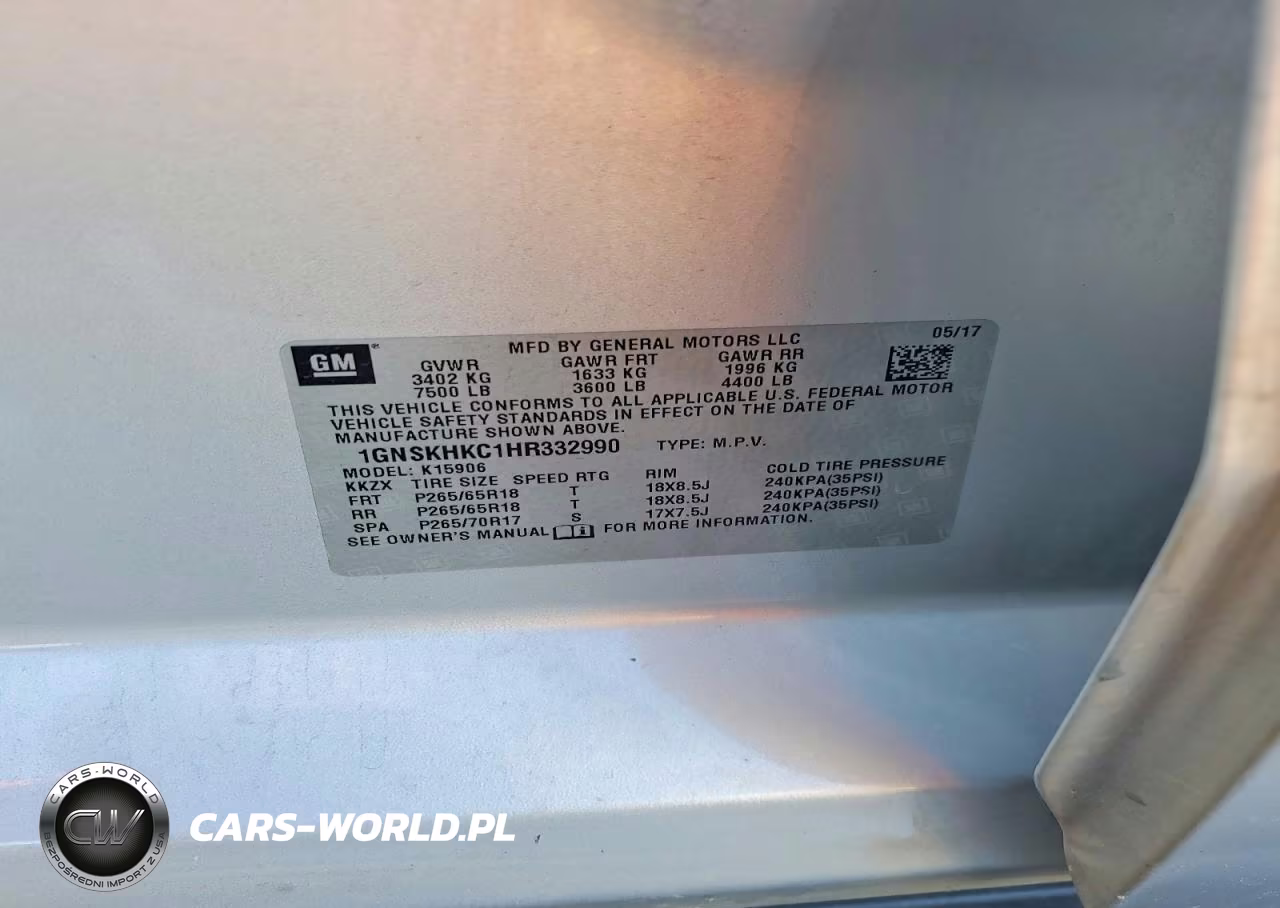 2017 Chevrolet Suburban K1500 Lt VIN:1GNSKHKC1HR332990 - 13