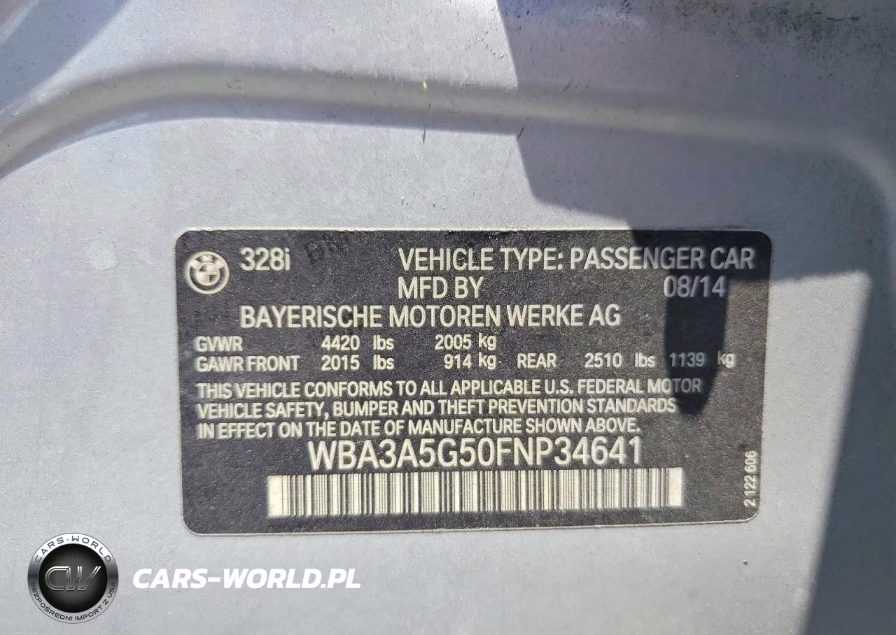 2015 BMW 328 I VIN:WBA3A5G50FNP34641 - 12