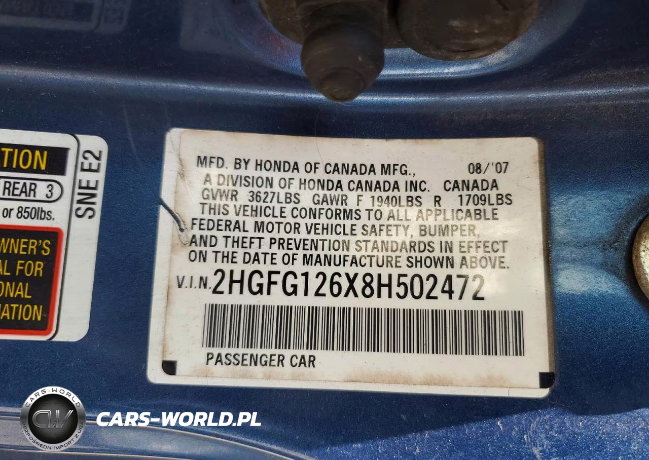 2008 Honda Civic Lx VIN:2HGFG126X8H502472 - 12