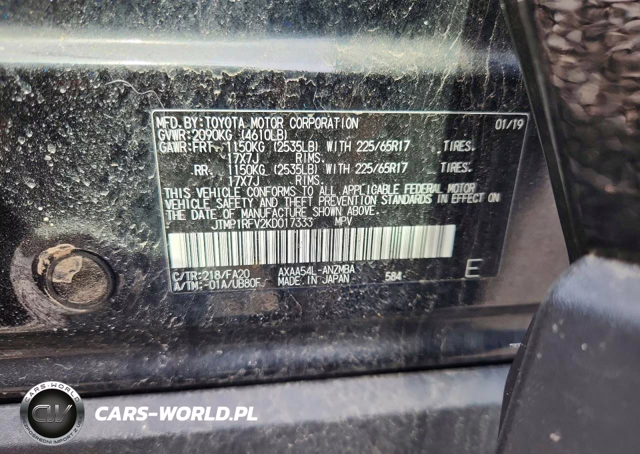 2019 Toyota Rav4 Xle VIN:JTMP1RFV2KD017333 - 12