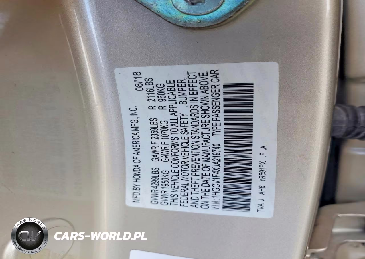 2018 Honda Accord Ex VIN:1HGCV1F4XJA219740 - 13