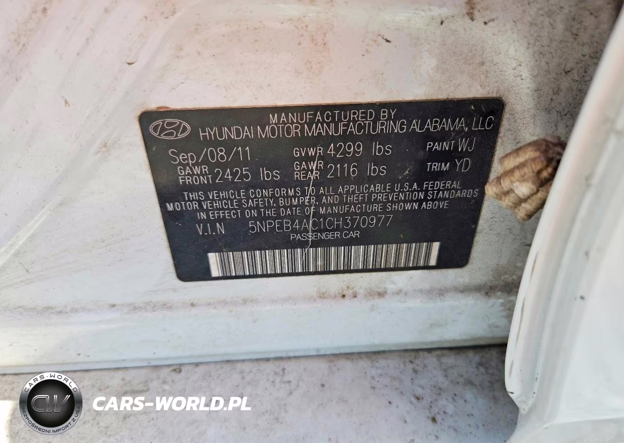 2012 Hyundai Sonata Gls VIN:5NPEB4AC1CH370977 - 12