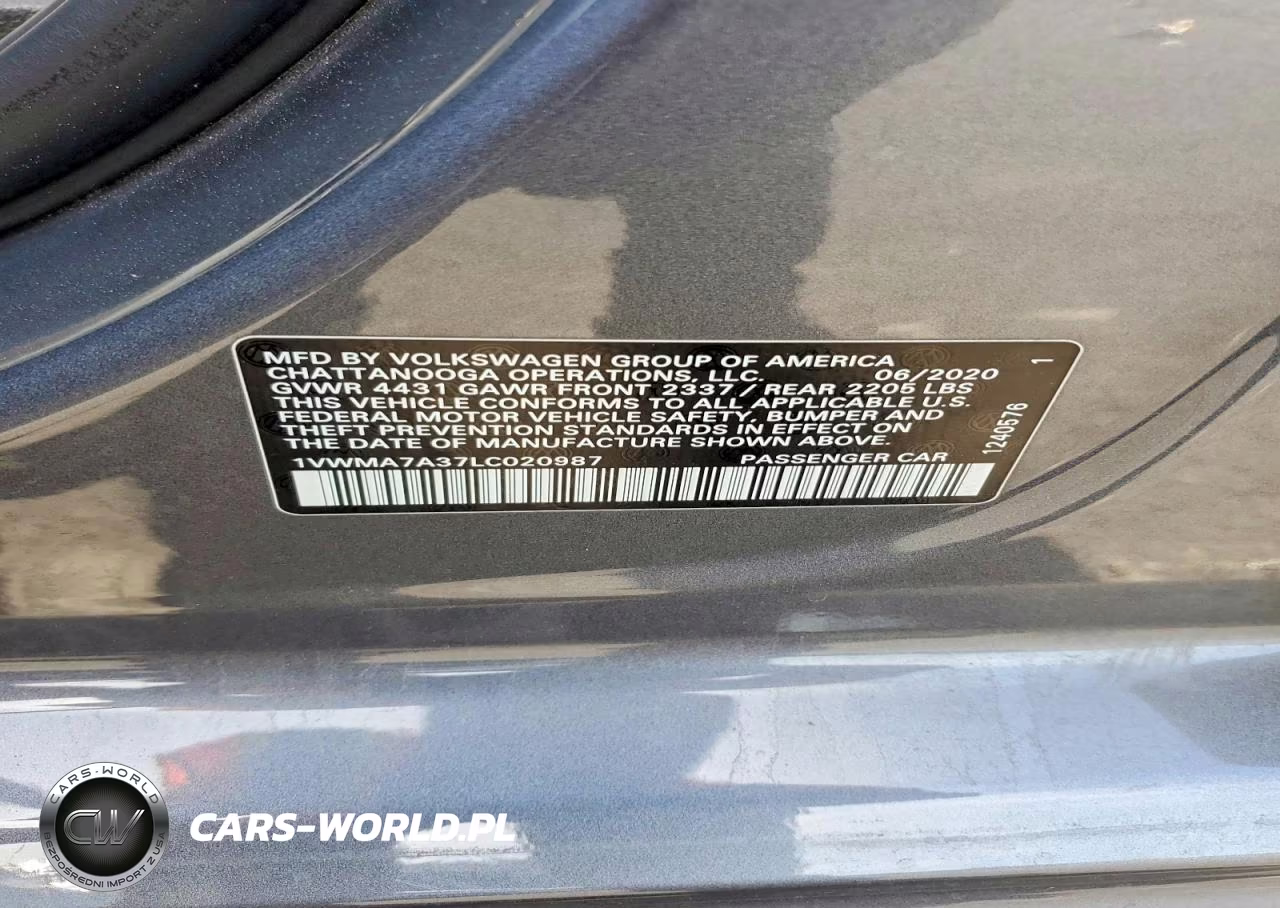2020 Volkswagen Passat R-Line VIN:1VWMA7A37LC020987 - 12