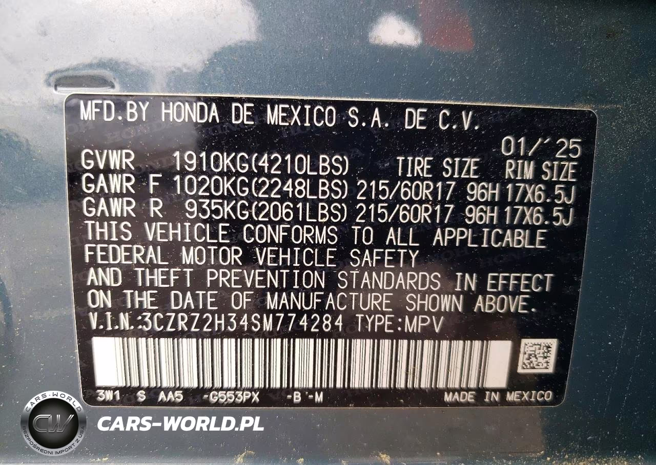 2025 Honda Hr-V Lx VIN:3CZRZ2H34SM774284 - 13
