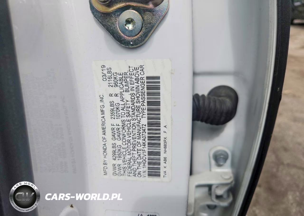 2019 Honda Accord Lx VIN:1HGCV1F14KA073472 - 12