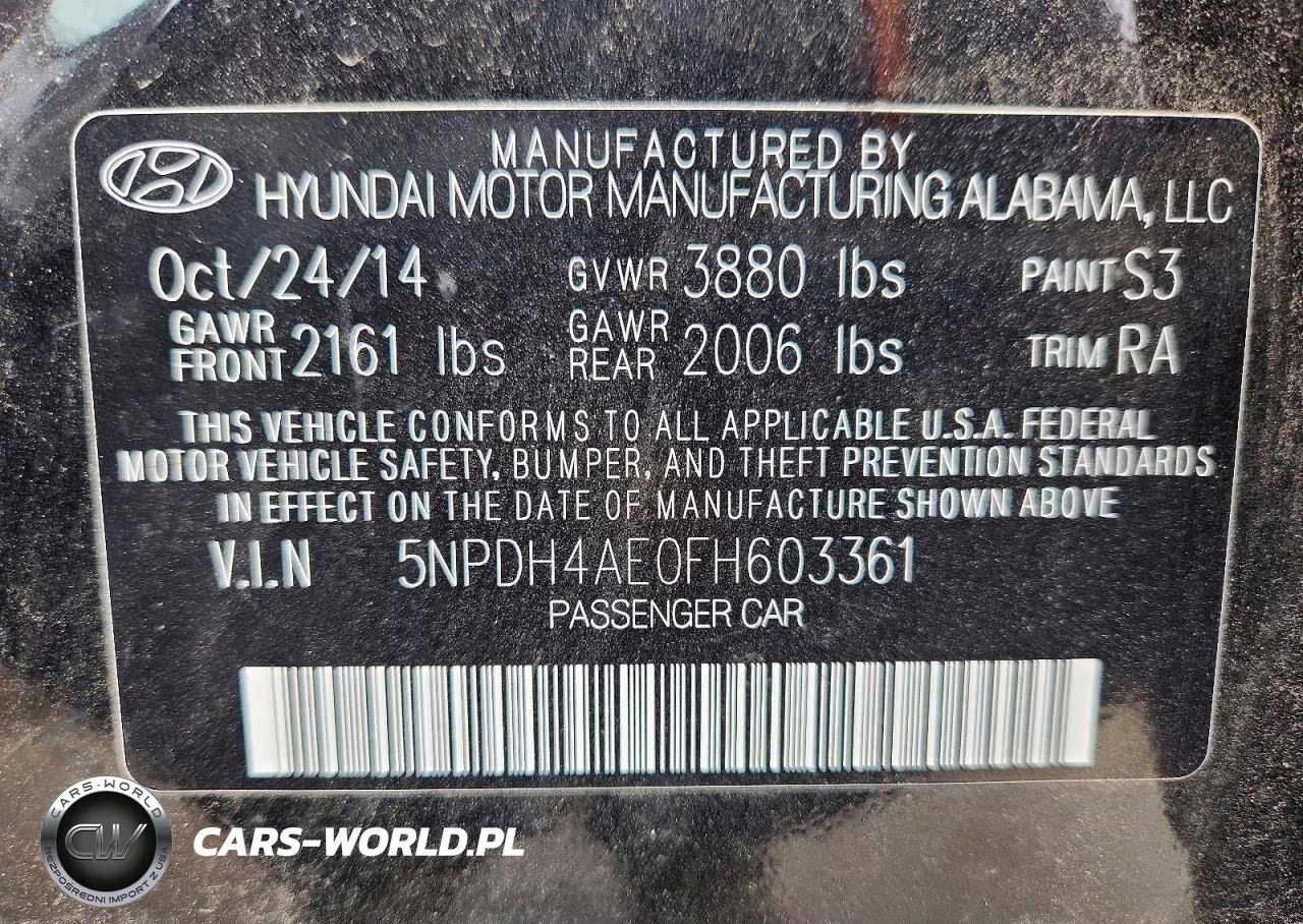 HYUNDAI ELANTRA SE VIN:5NPDH4AE0FH603361 - 13