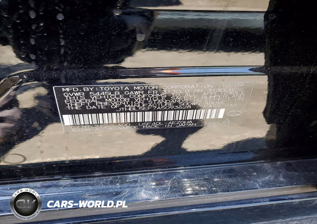 2010 Lexus Ls 460 VIN:JTHBL5EF7A5093628 - 12