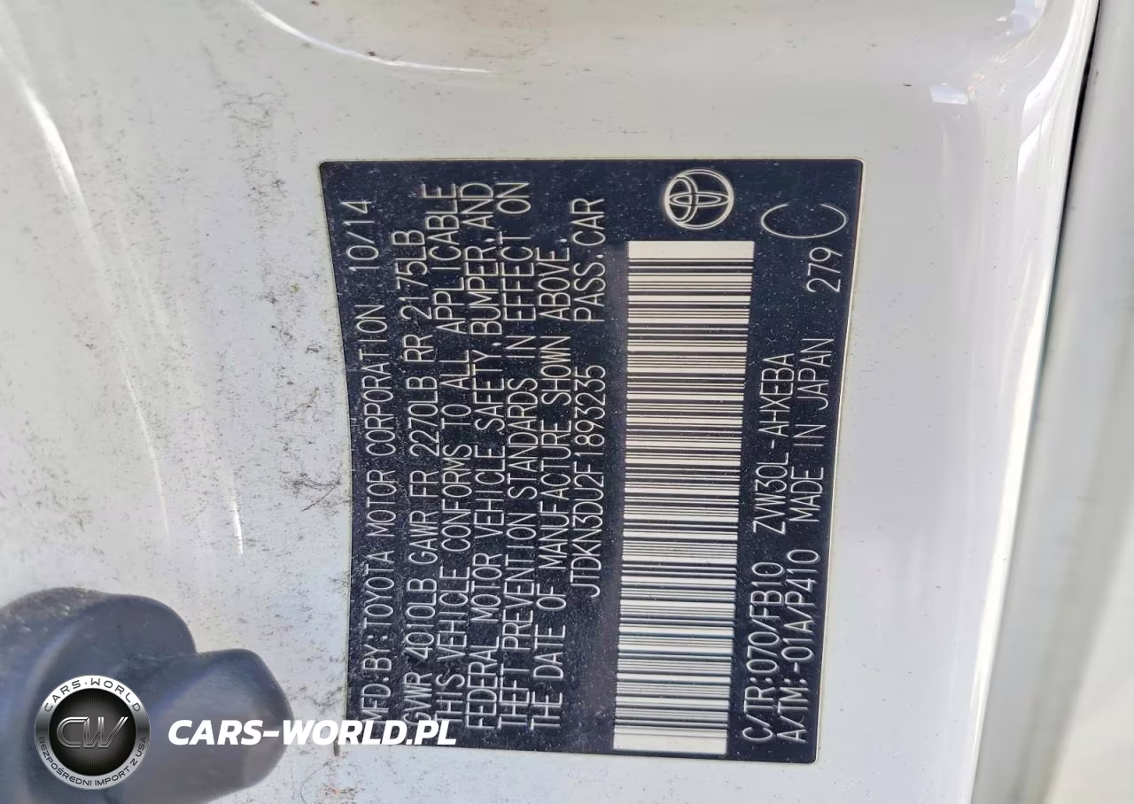 2015 Toyota Prius Two VIN:JTDKN3DU2F1893235 - 12