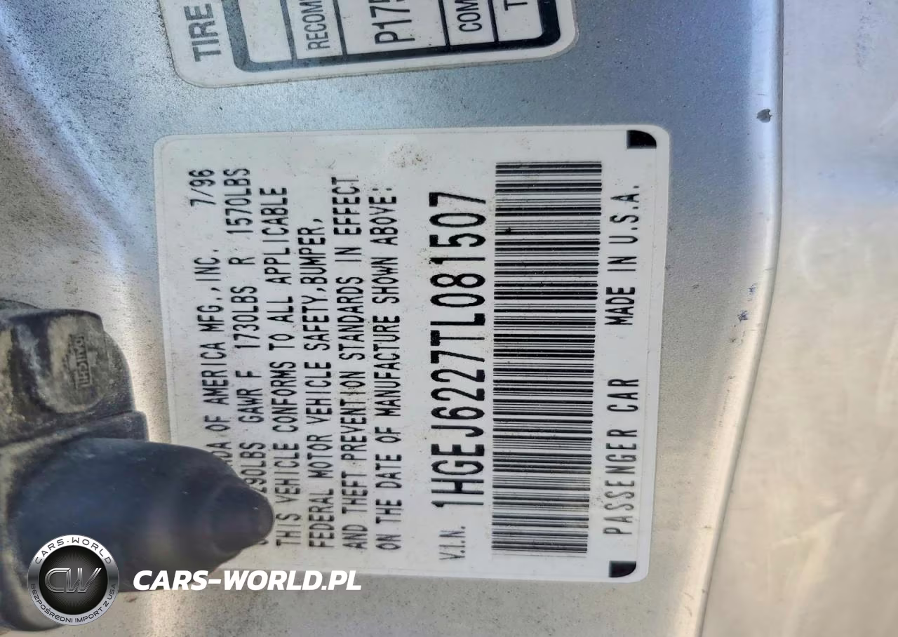 1996 Honda Civic Dx VIN:1HGEJ6227TL081507 - 12