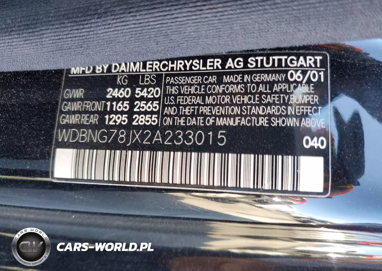 2002 Mercedes-Benz S 600 VIN:WDBNG78JX2A233015 - 12