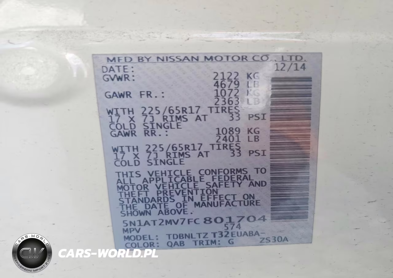 2015 Nissan Rogue Sv VIN:5N1AT2MV7FC801704 - 12