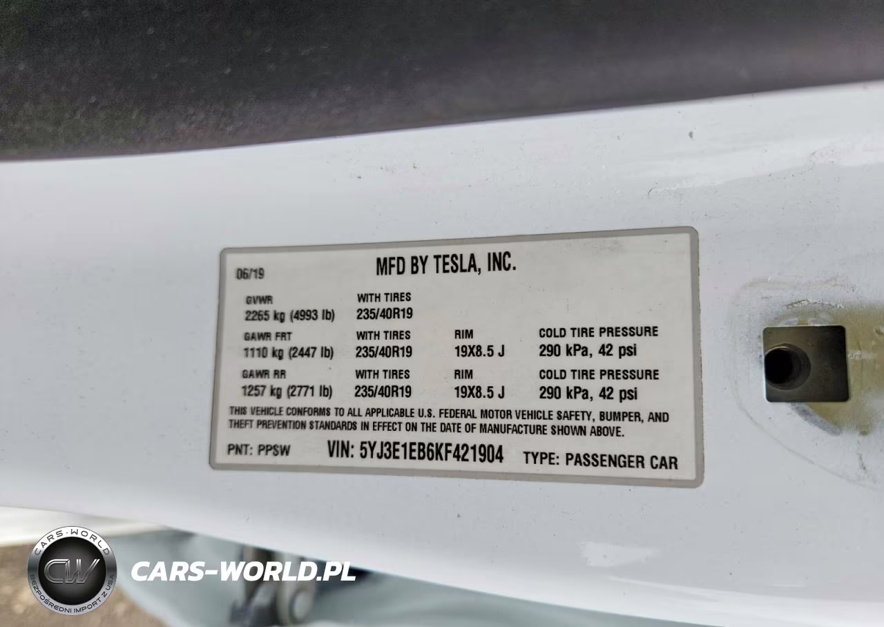 2019 Tesla Model 3 VIN:5YJ3E1EB6KF421904 - 13