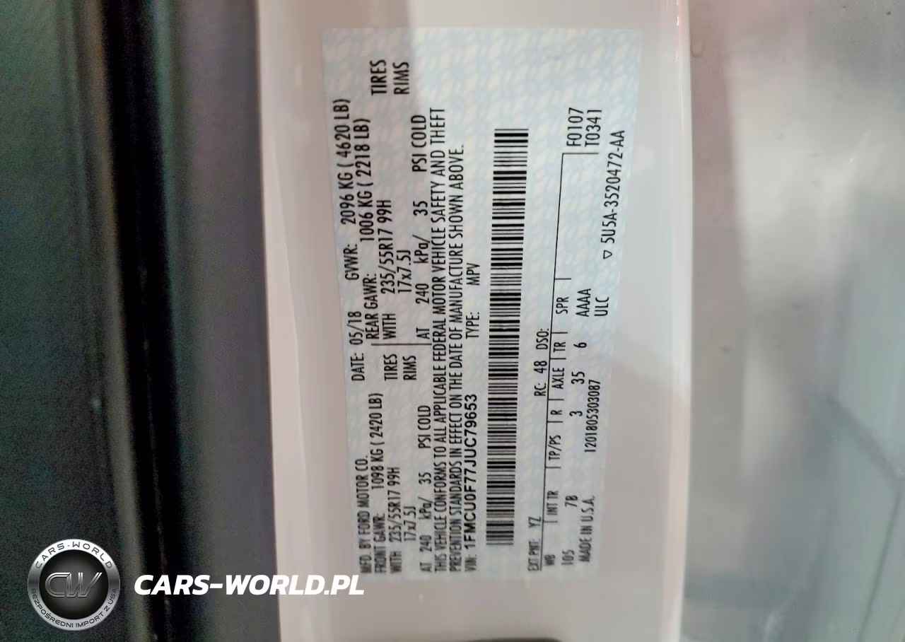 2018 Ford Escape S VIN:1FMCU0F77JUC79653 - 13