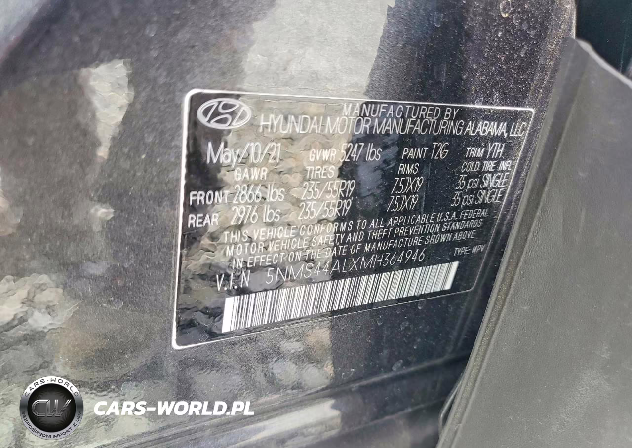 2021 Hyundai Santa Fe Limited VIN:5NMS44ALXMH364946 - 13