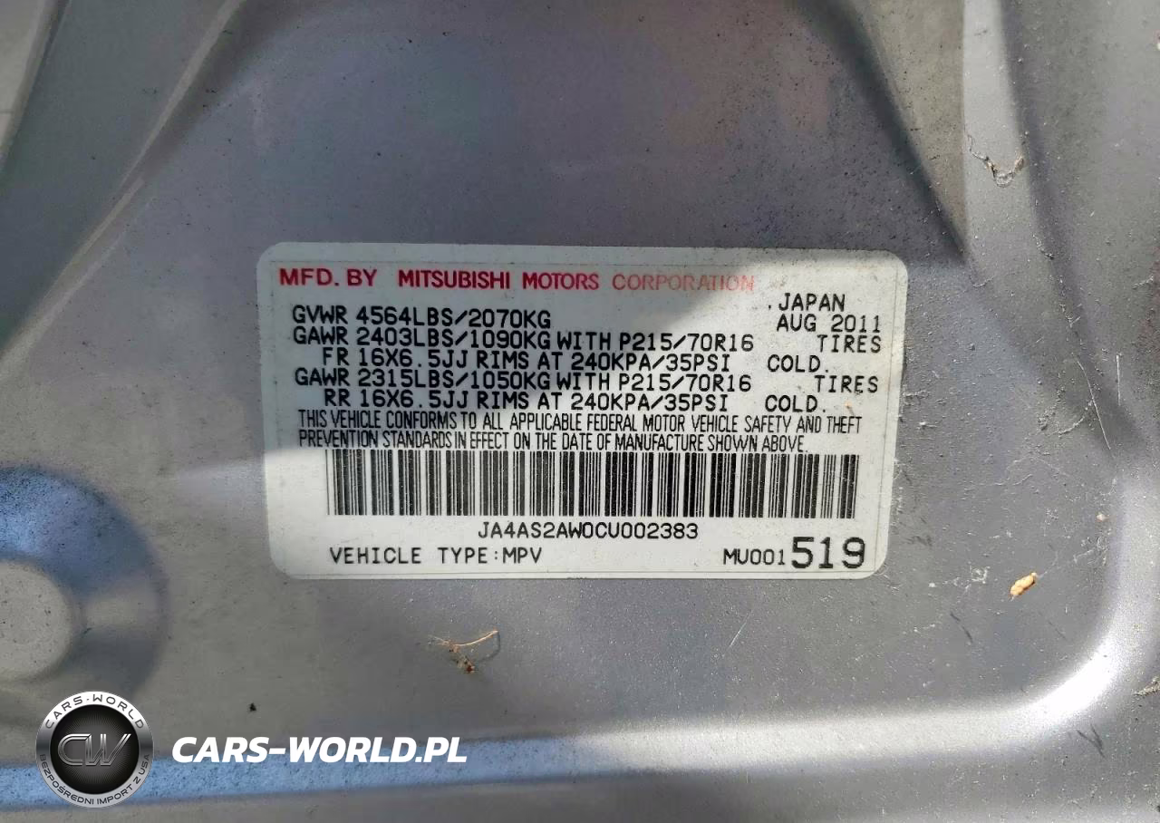 2012 Mitsubishi Outlander Es VIN:JA4AS2AW0CU002383 - 13