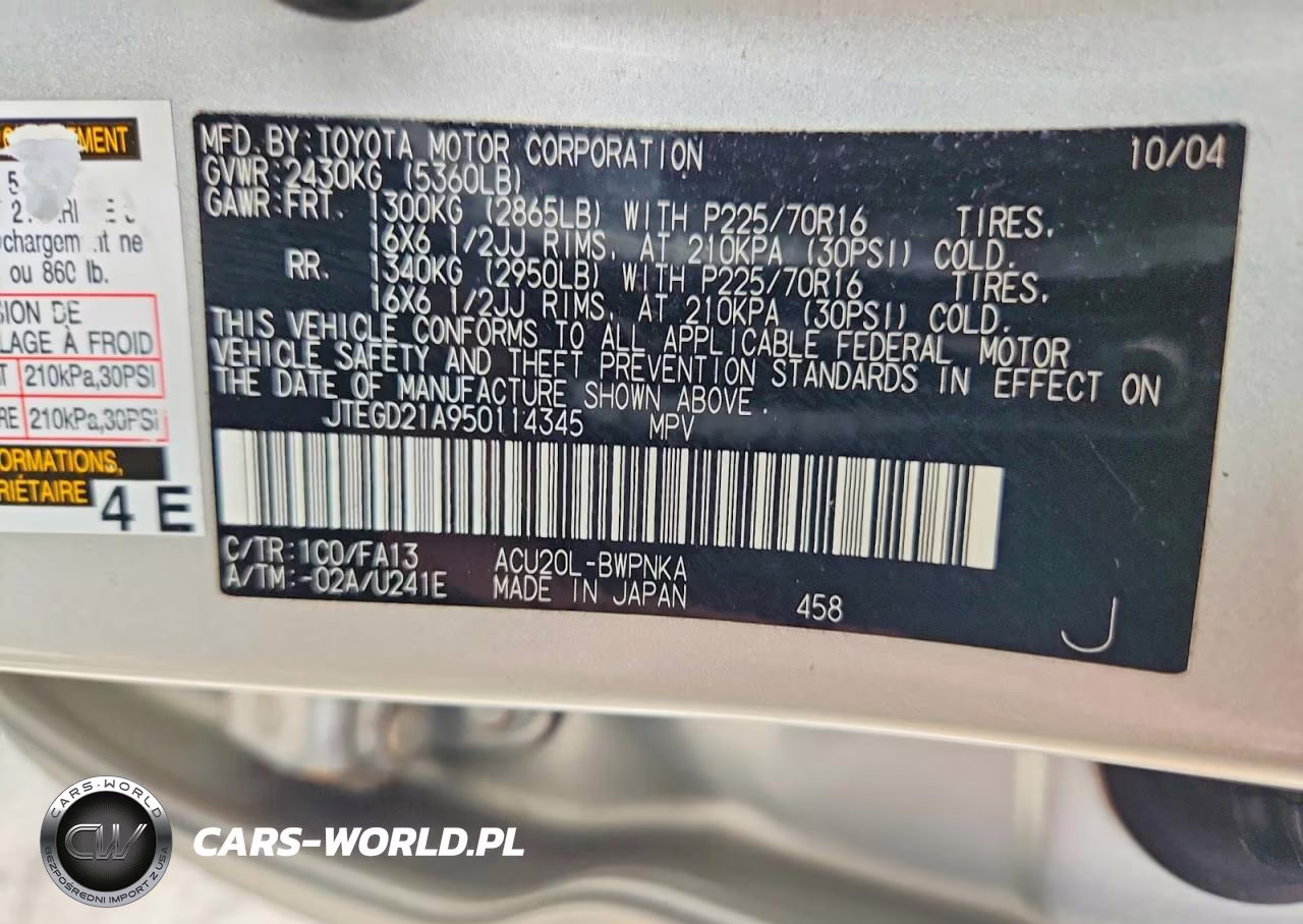 2005 Toyota Highlander Base VIN:JTEGD21A950114345 - 13