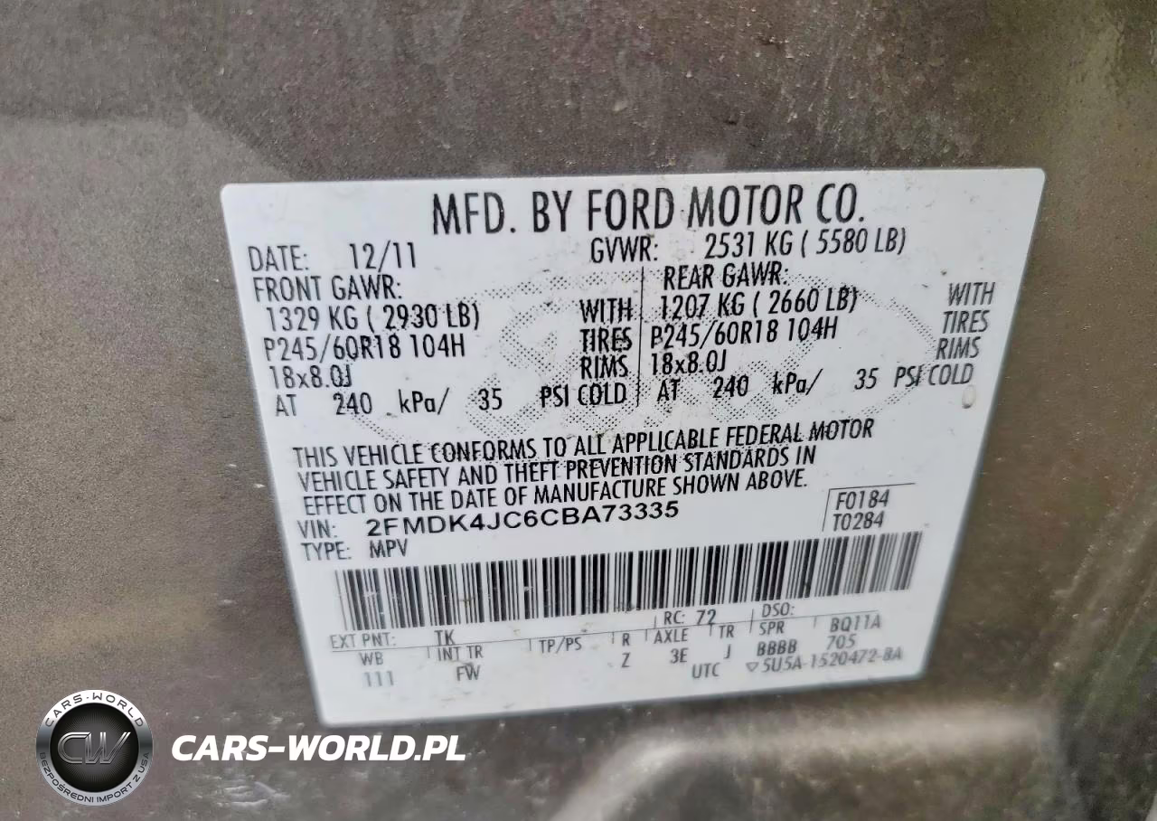 2012 Ford Edge Sel VIN:2FMDK4JC6CBA73335 - 12