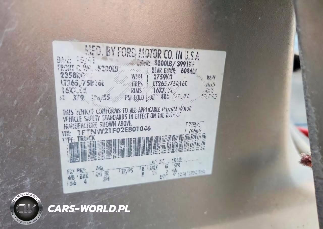 2002 Ford F250 Super Duty VIN:1FTNW21F02EB01046 - 12