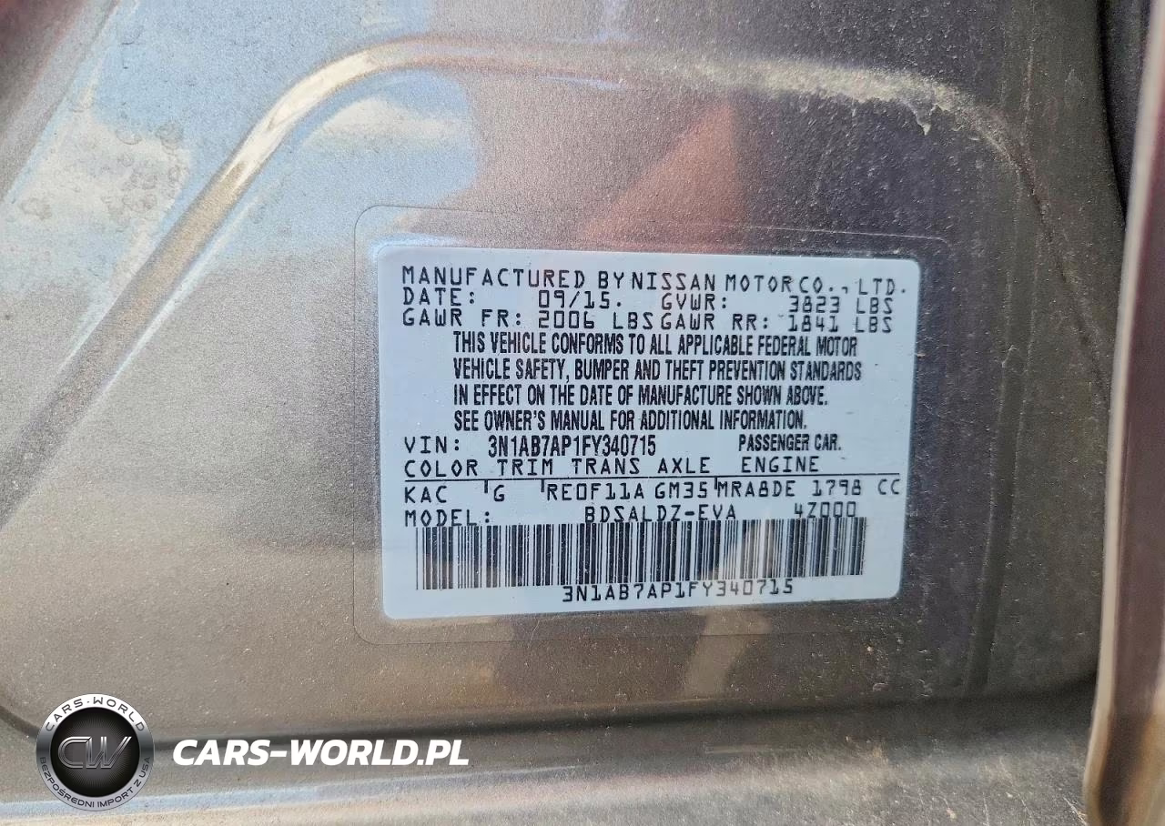 2015 Nissan Sentra Sv VIN:3N1AB7AP1FY340715 - 12