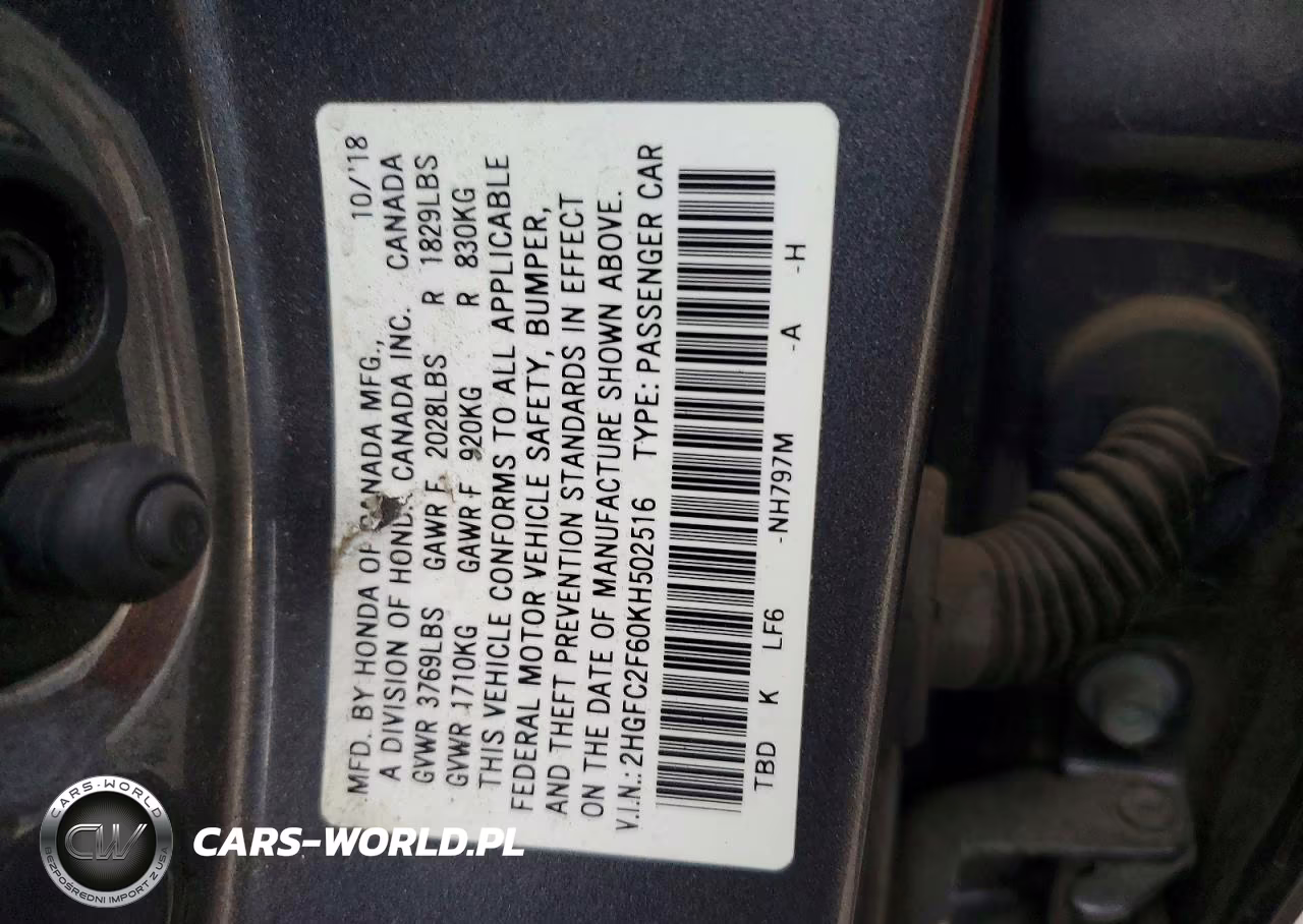 2019 Honda Civic Lx VIN:2HGFC2F60KH502516 - 12