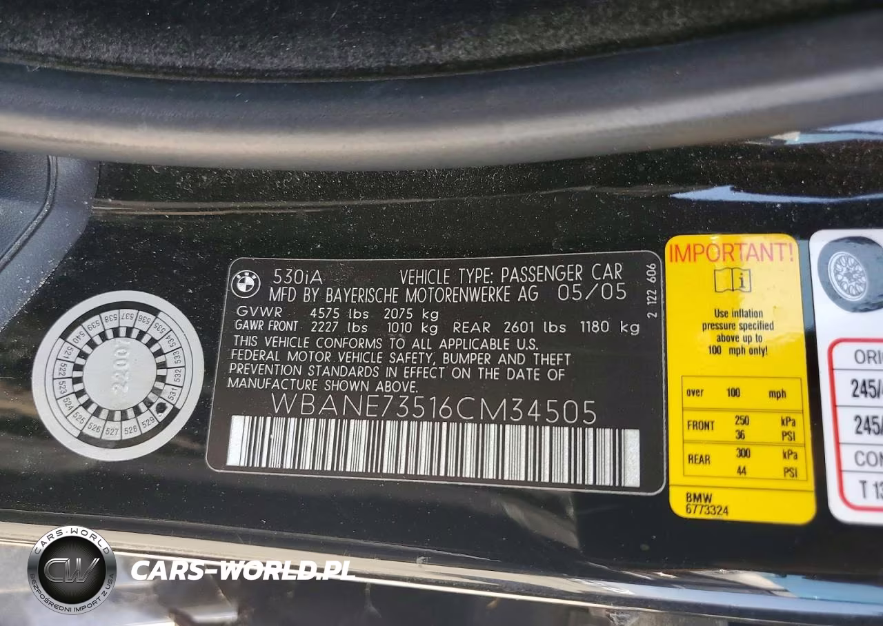 2006 BMW 530 I VIN:WBANE73516CM34505 - 12