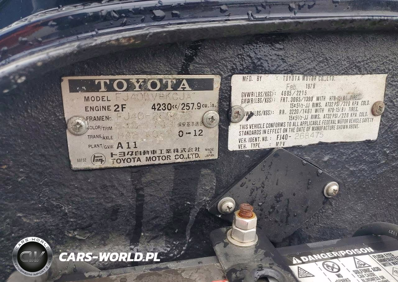 1978 Toyo Landcruiser VIN:FJ40268475 - 12