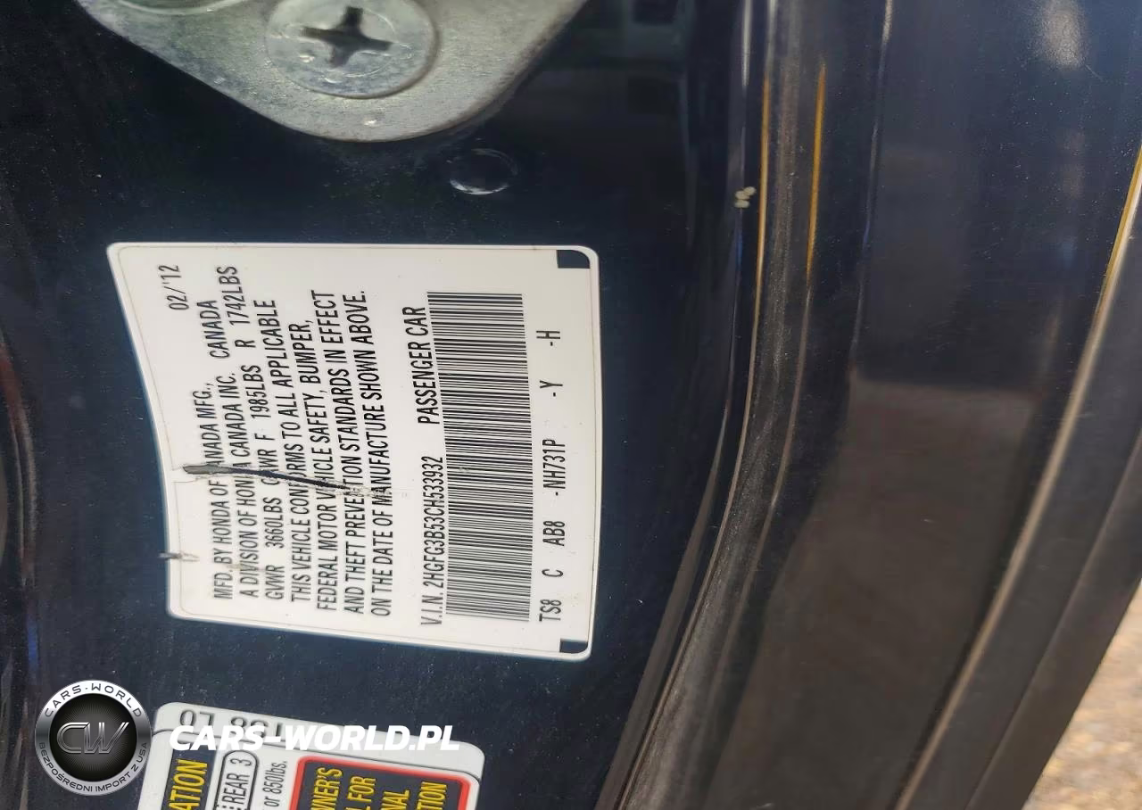 2012 Honda Civic Lx VIN:2HGFG3B53CH533932 - 12