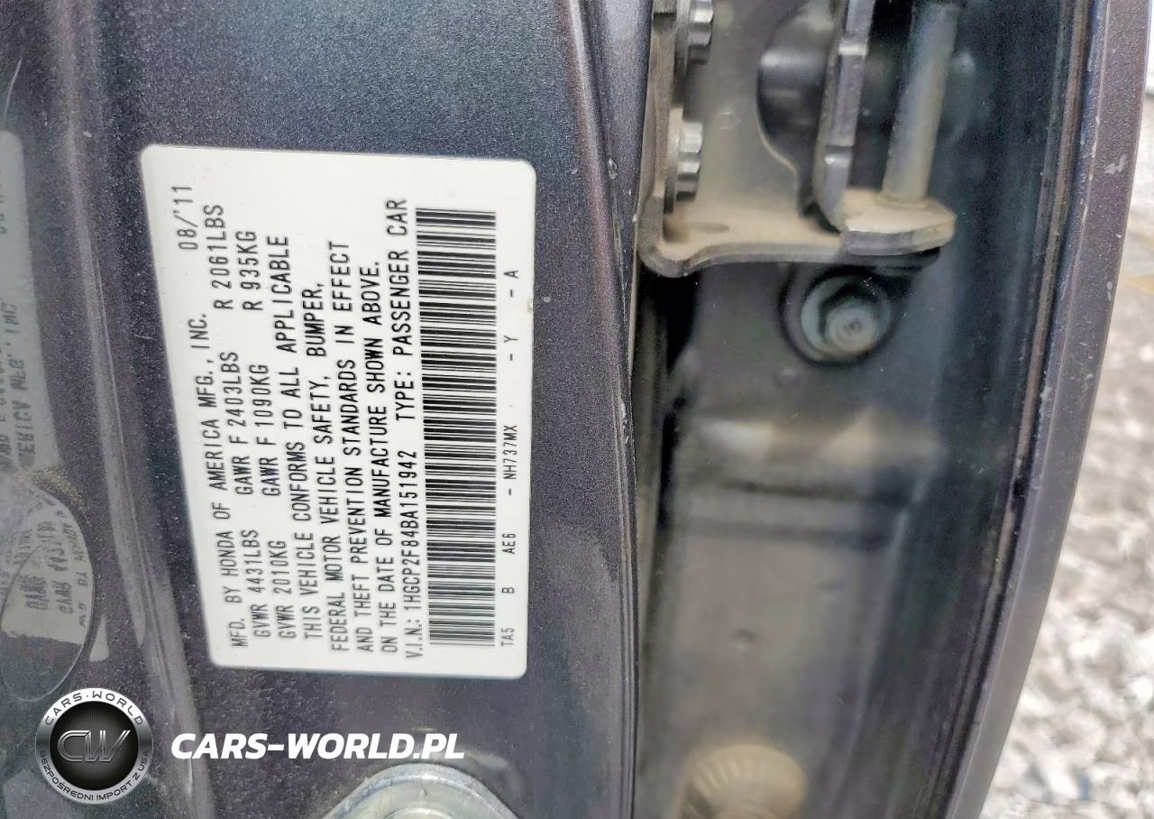 2011 Honda Accord Exl VIN:1HGCP2F84BA151942 - 12