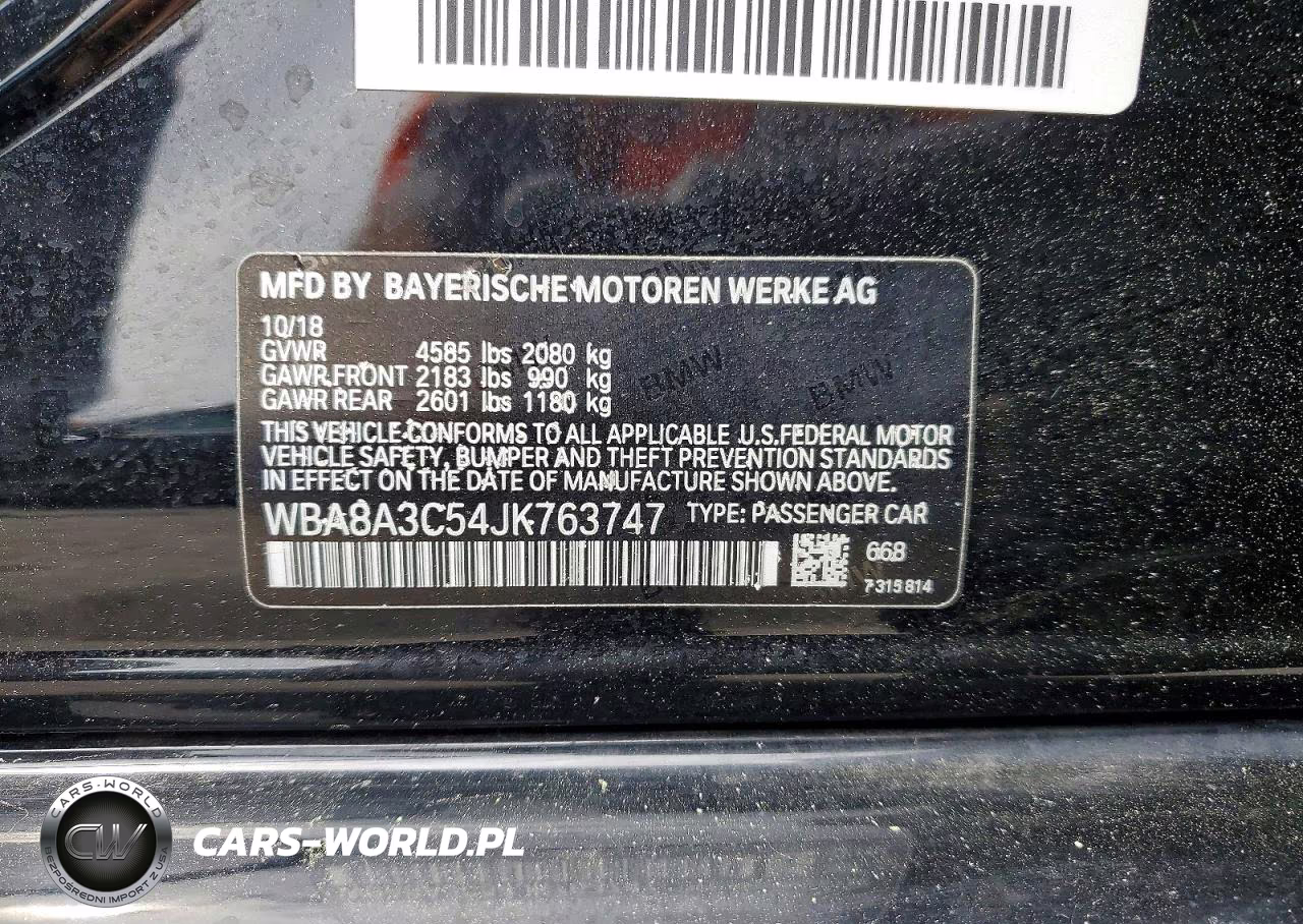 BMW 320I VIN:WBA8A3C54JK763747 - 12
