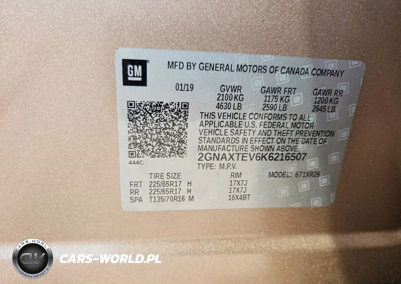 2019 Chevrolet Equinox Lt VIN:2GNAXTEV6K6216507 - 13