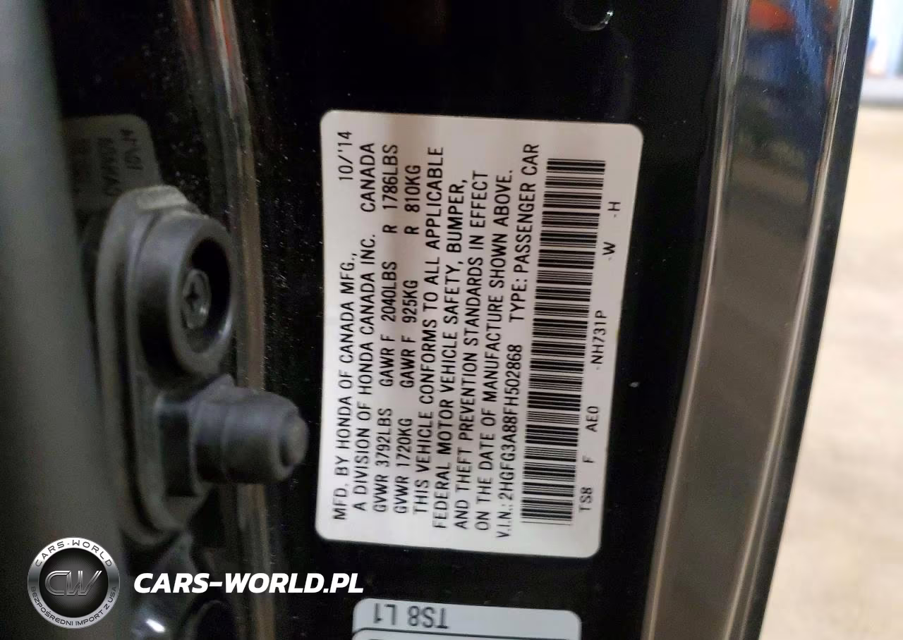 2015 HONDA CIVIC EX VIN:2HGFG3A88FH502868 - 13