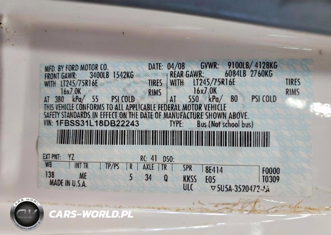 2008 Ford Econoline E350 Super Duty Wagon VIN:1FBSS31L18DB22243 - 13