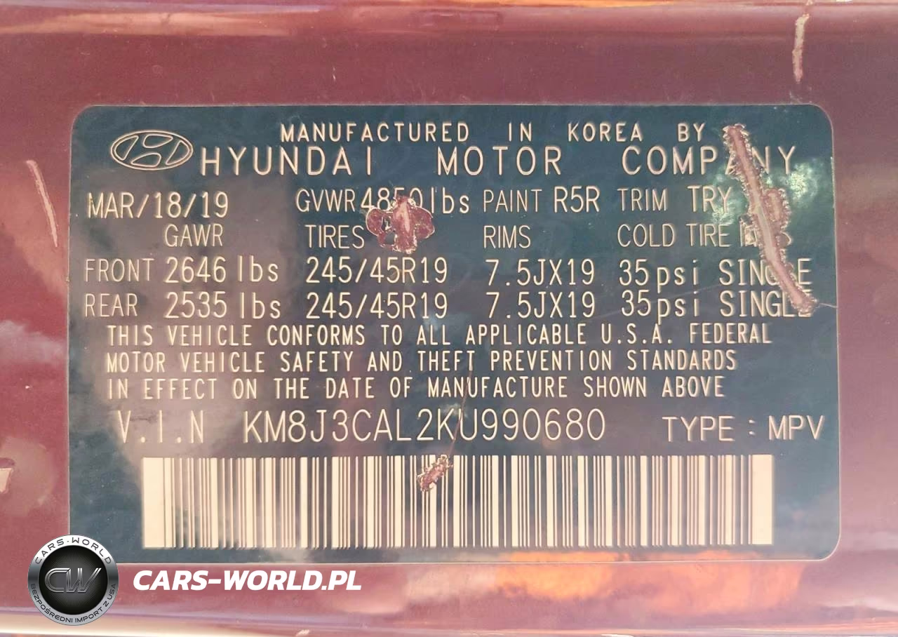 2019 Hyundai Tucson Night VIN:KM8J3CAL2KU990680 - 13