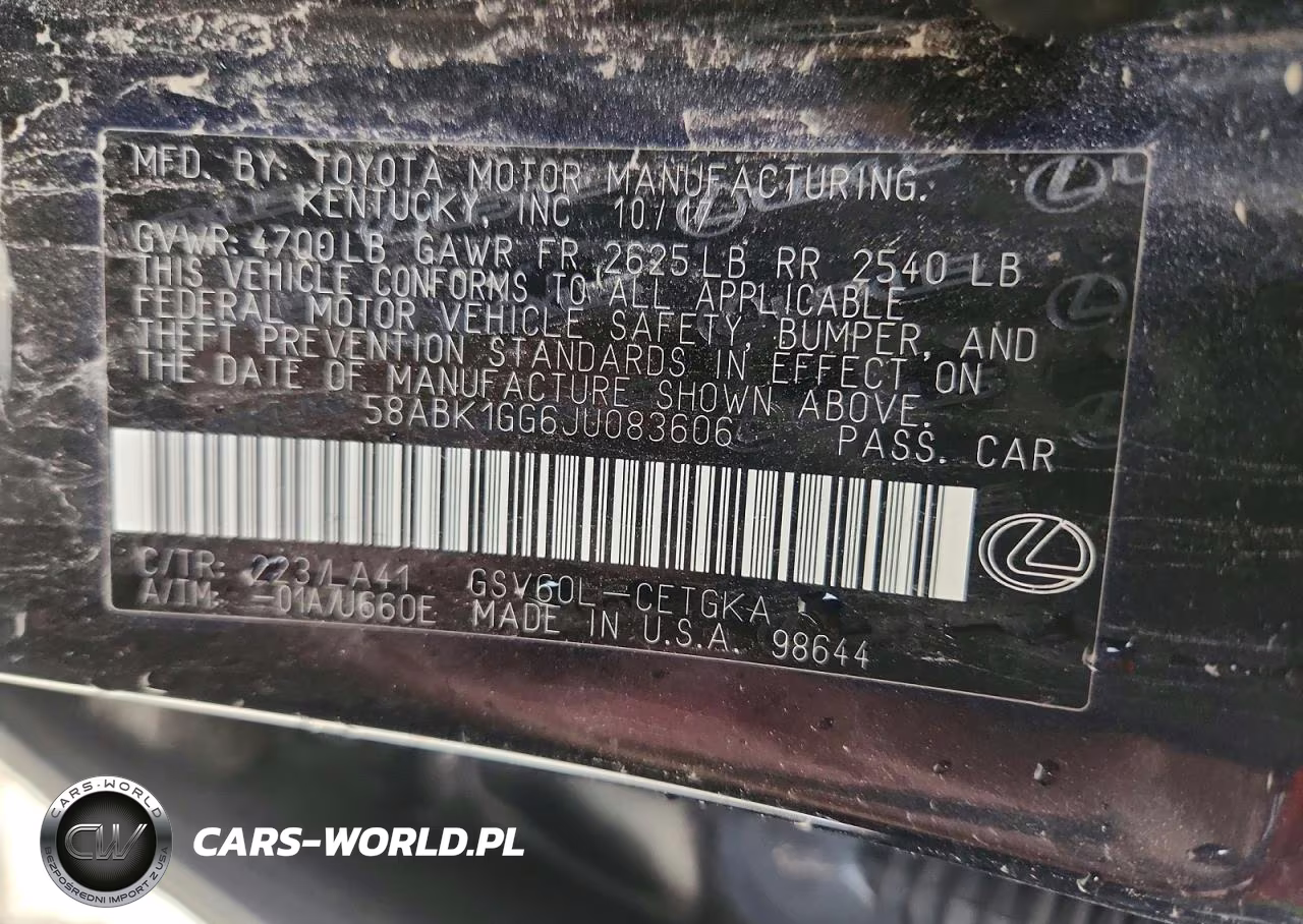 2018 Lexus Es 350 VIN:58ABK1GG6JU083606 - 12