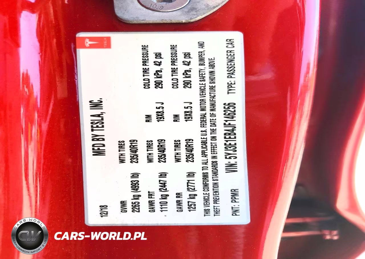 TESLA MODEL 3 VIN:5YJ3E1EB4JF146256 - 12