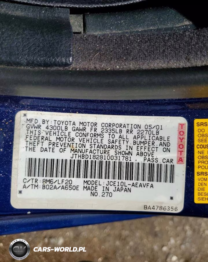 2001 Lexus Is 300 VIN:JTHBD182810031781 - 12