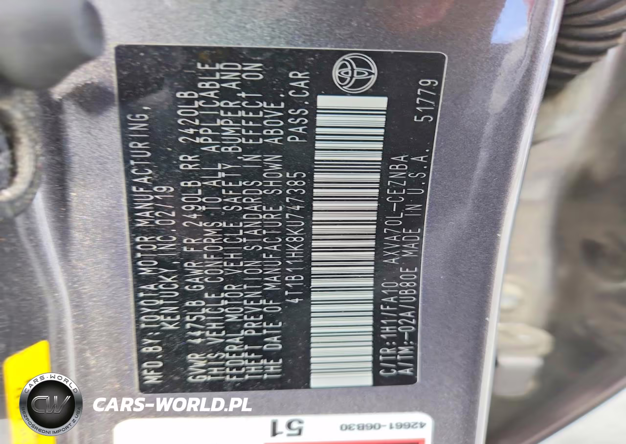 2019 Toyota Camry Le VIN:4T1B11HK8KU747385 - 12