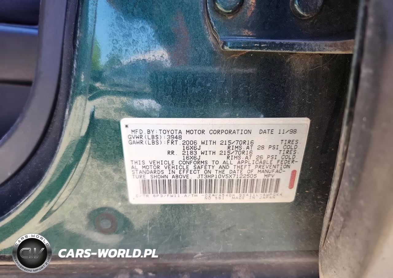 1999 Toyota Rav4 Base VIN:JT3HP10V5X7122505 - 12