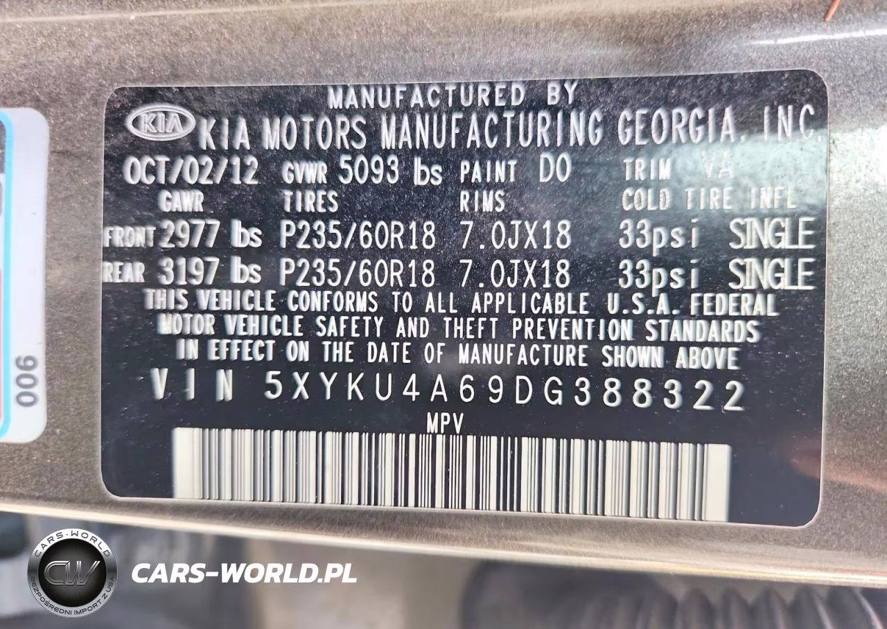 2013 Kia Sorento Ex VIN:5XYKU4A69DG388322 - 13