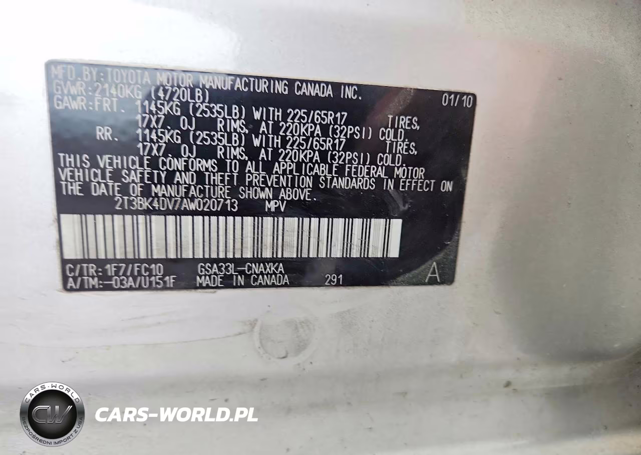 2010 Toyota Rav4 Base VIN:2T3BK4DV7AW020713 - 13