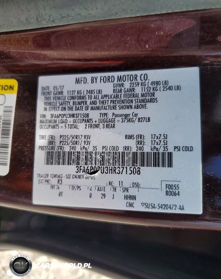 2017 Ford Fusion Se Phev VIN:3FA6P0PU3HR371508 - 13