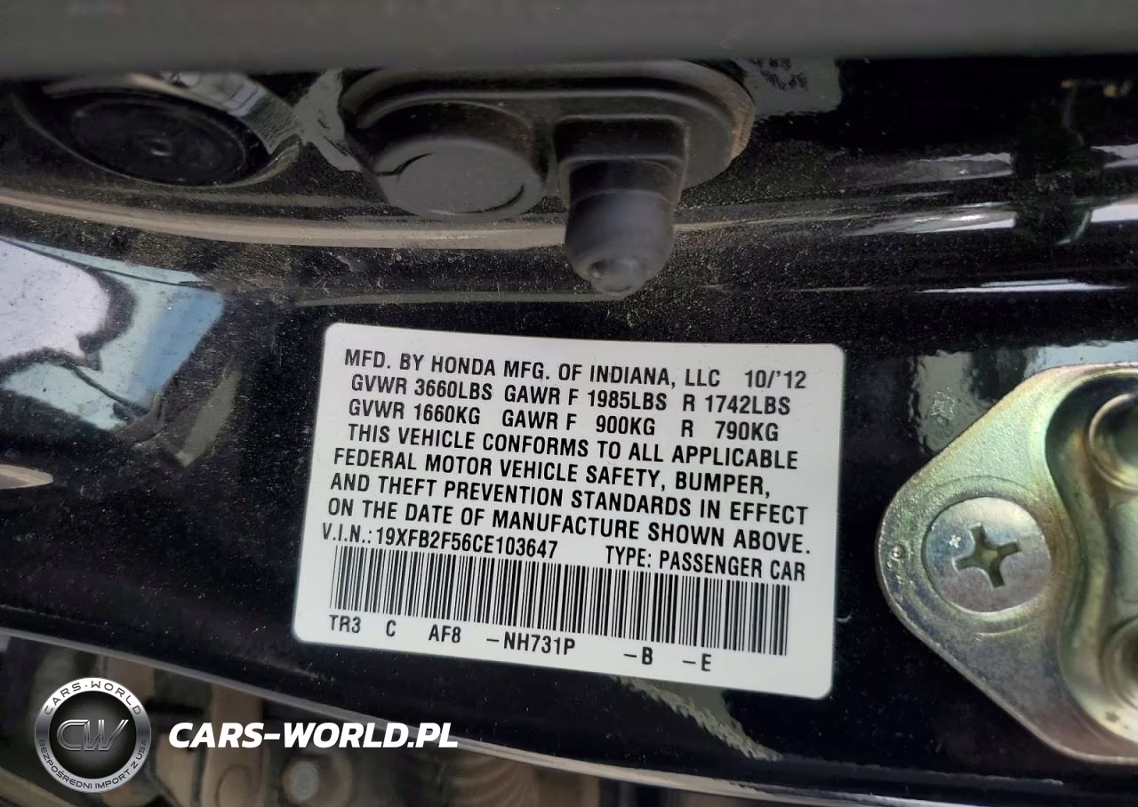 2012 Honda Civic Lx VIN:19XFB2F56CE103647 - 12