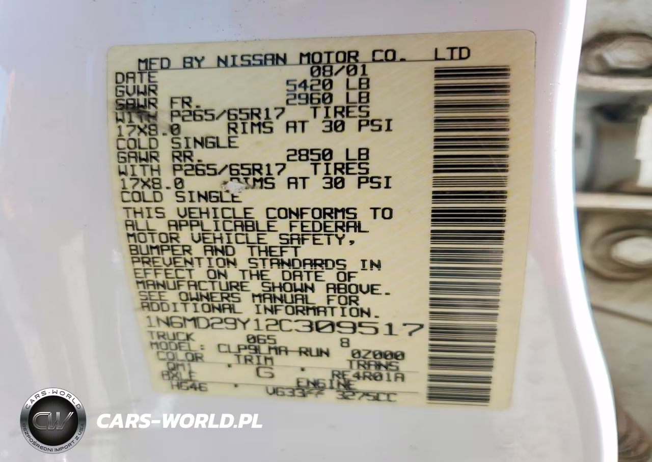 2002 Nissan Frontier Crew Cab Sc VIN:1N6MD29Y12C309517 - 12