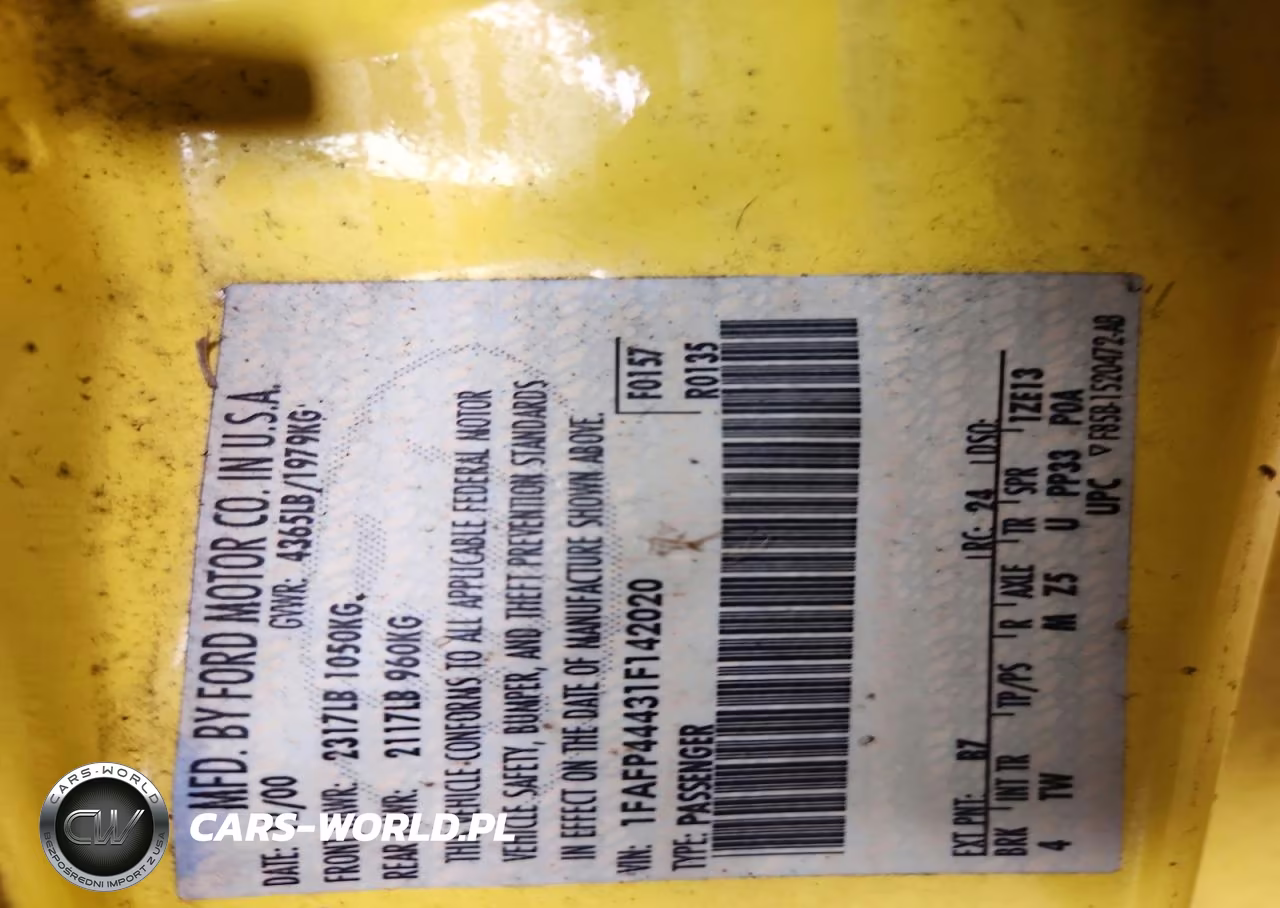 2001 Ford Mustang VIN:1FAFP44431F142020 - 12